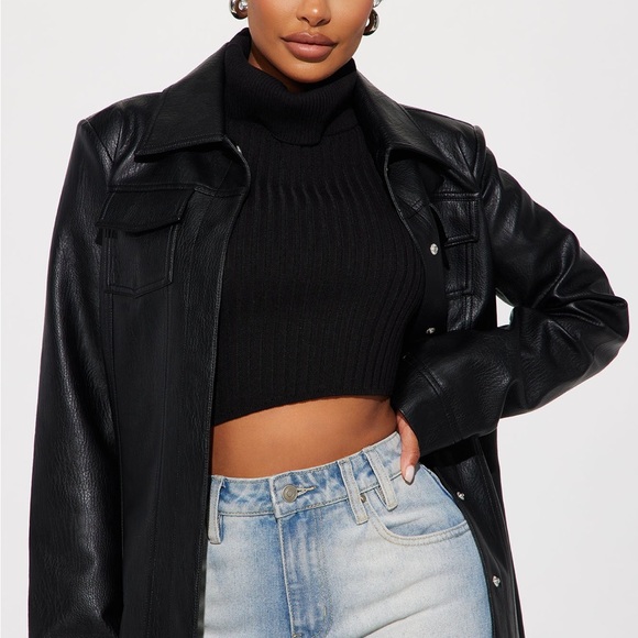 Faux Leather Trench - Picture 2 of 3